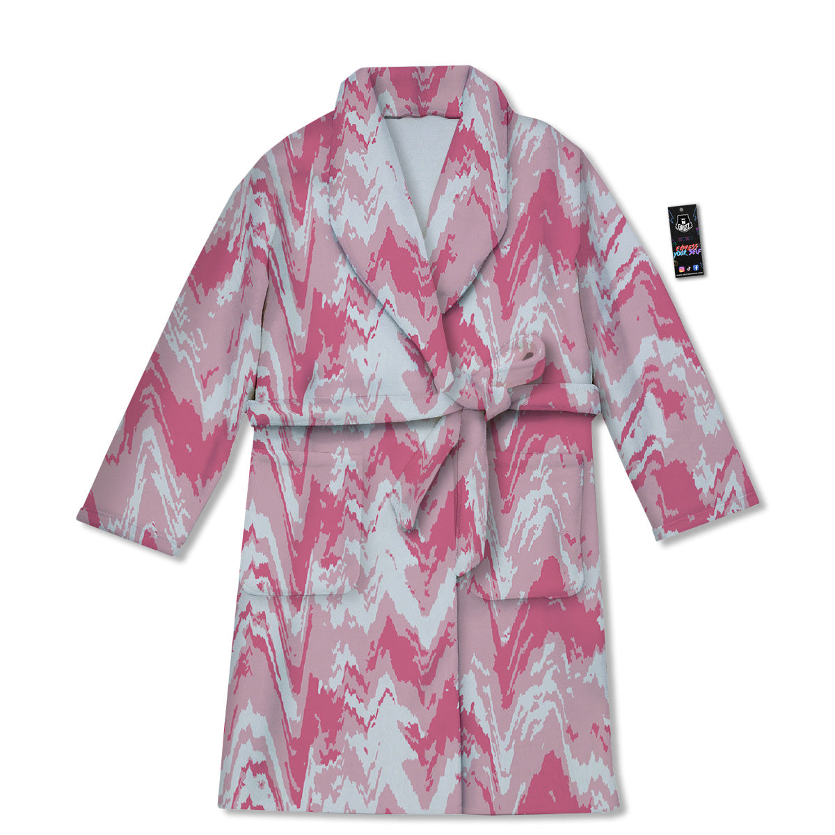 Zigzag Abstract Stripes Pink Print Pattern Bathrobe-grizzshop