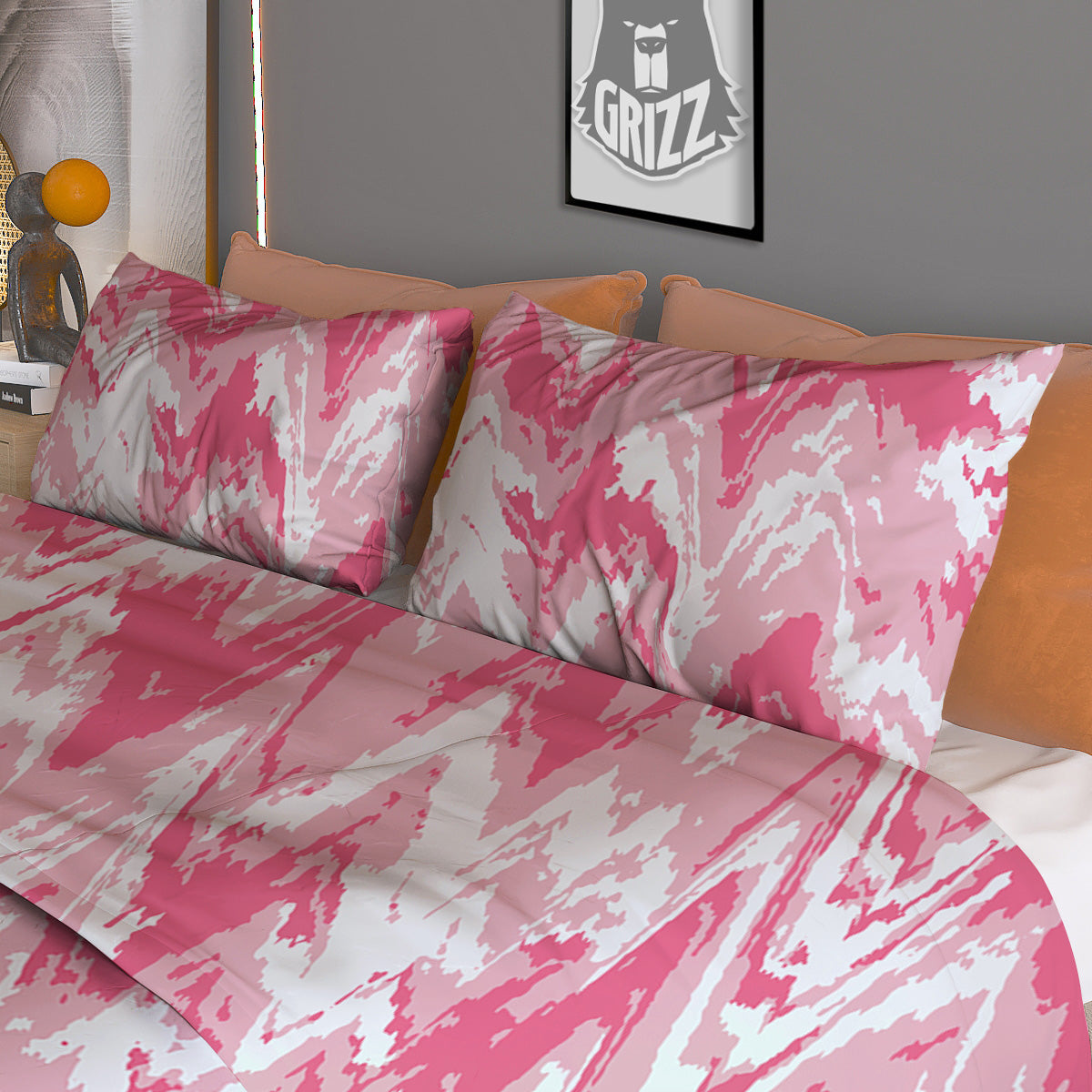 Zigzag Abstract Stripes Pink Print Pattern Duvet Cover Bedding Set