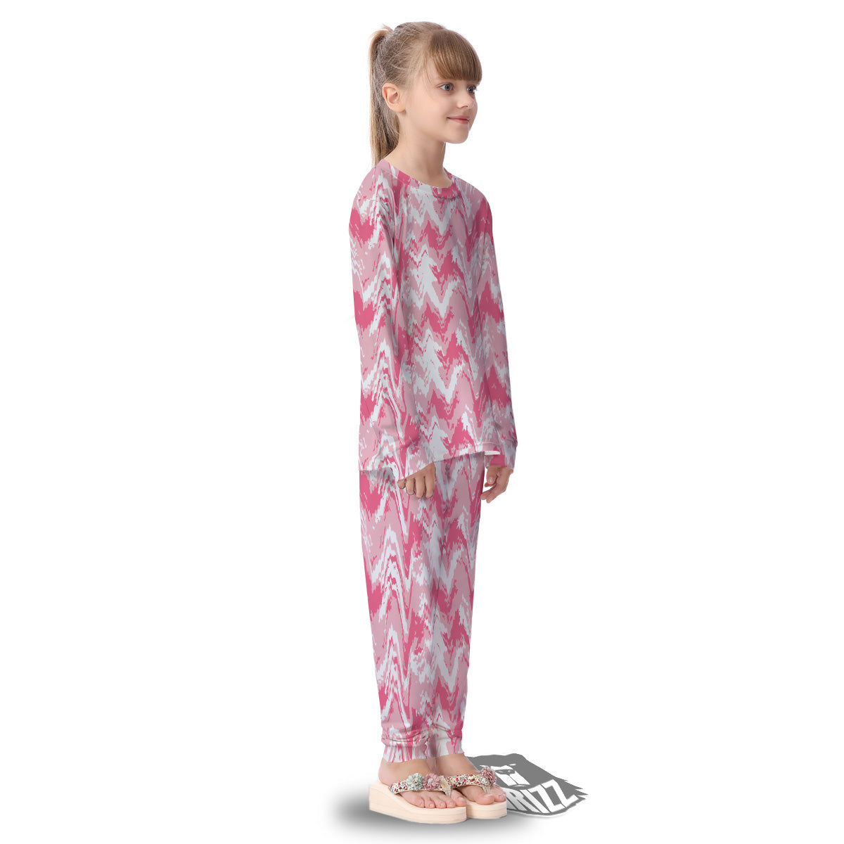 Zigzag Abstract Stripes Pink Print Pattern Kid's Pajamas-grizzshop