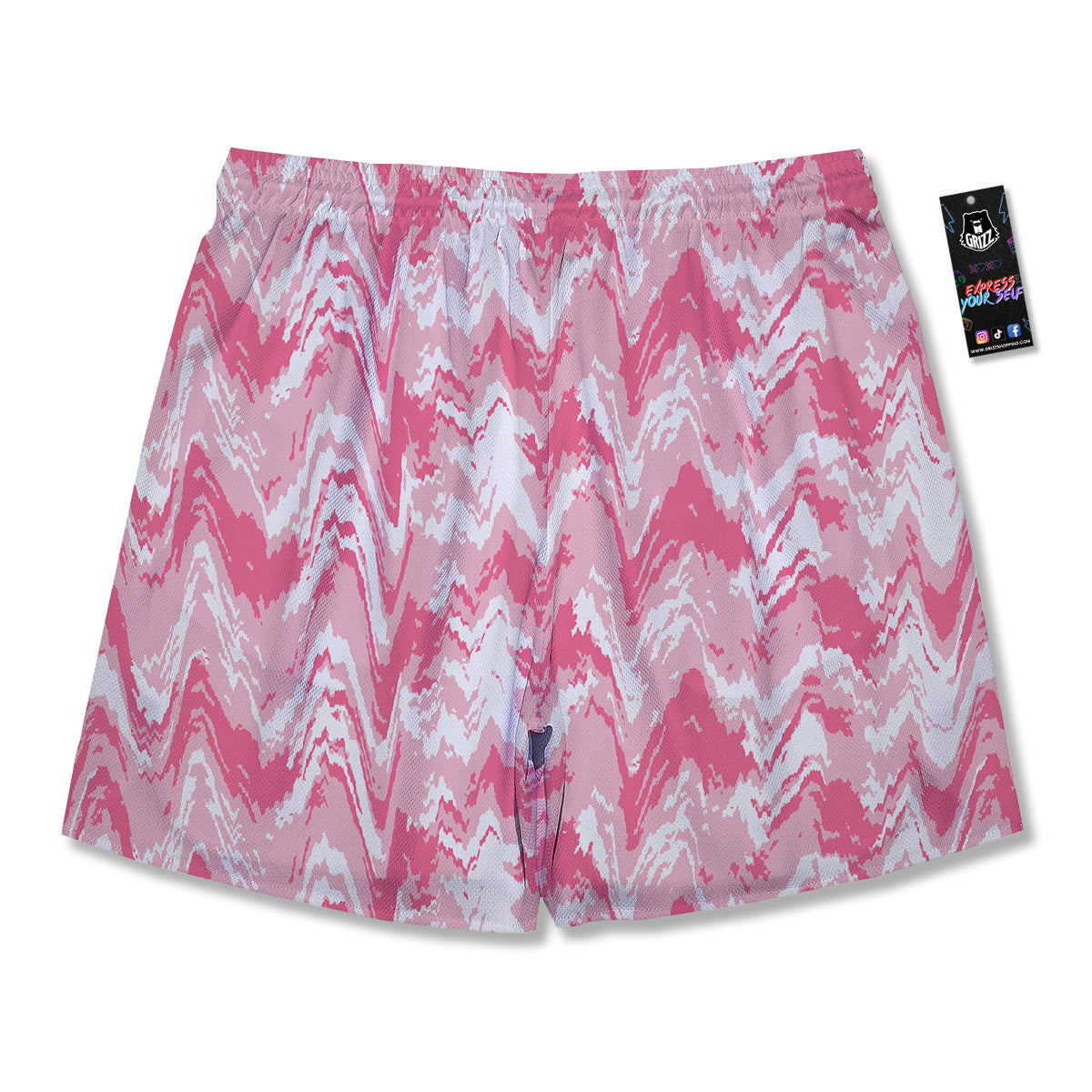 Zigzag Abstract Stripes Pink Print Pattern Men's Running Shorts-grizzshop
