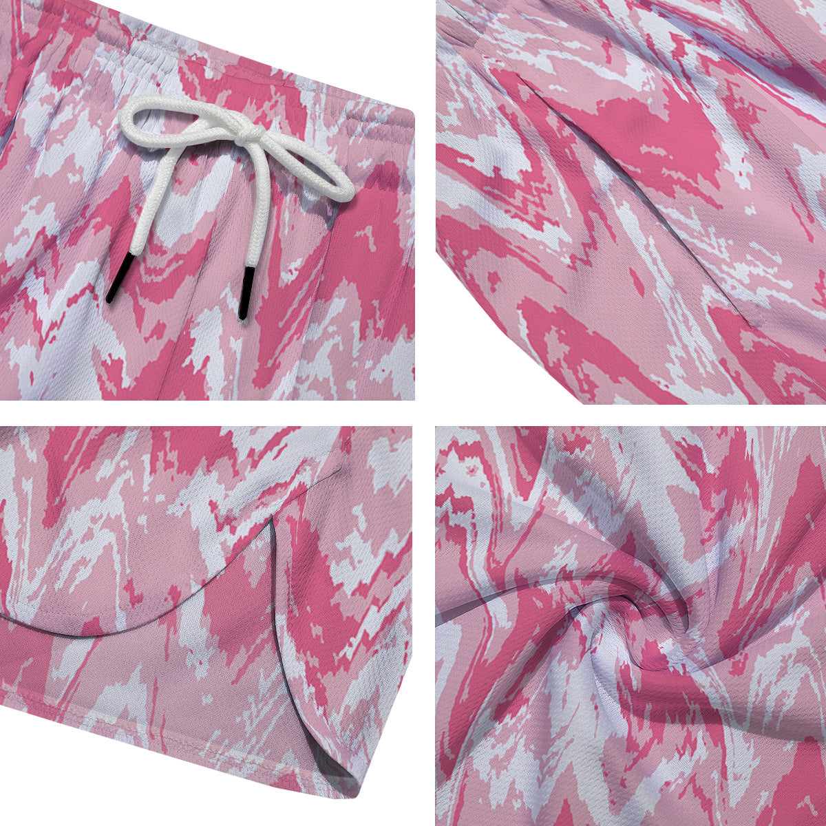 Zigzag Abstract Stripes Pink Print Pattern Men's Running Shorts-grizzshop