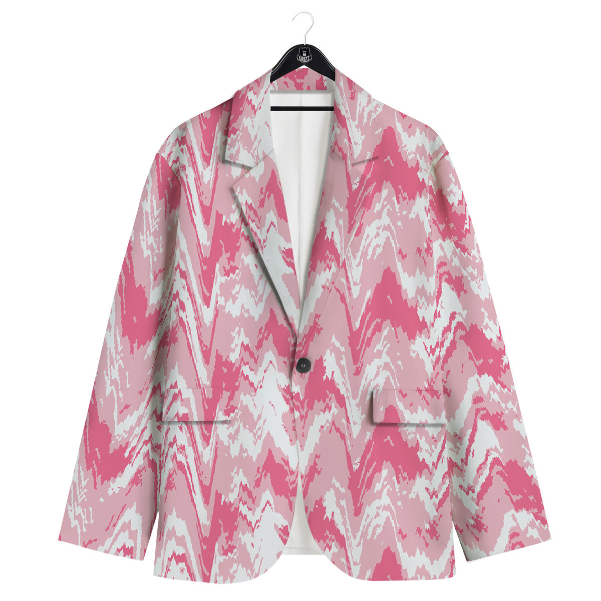 Zigzag Abstract Stripes Pink Print Pattern Men's Sport Coat-grizzshop