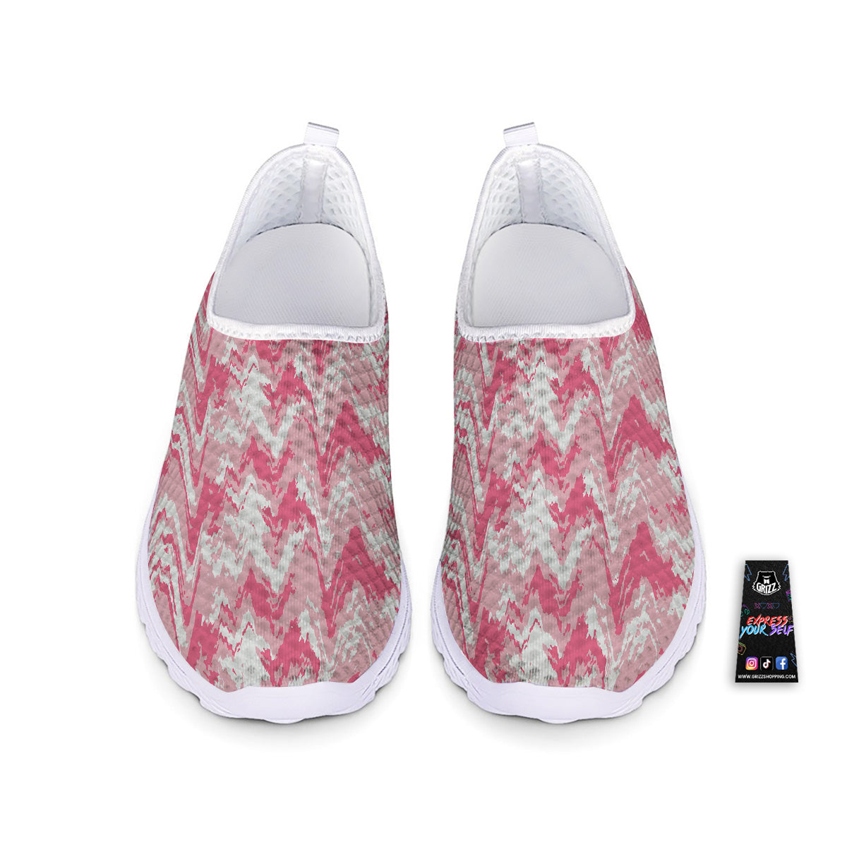 Zigzag Abstract Stripes Pink Print Pattern Nurse Shoes-grizzshop