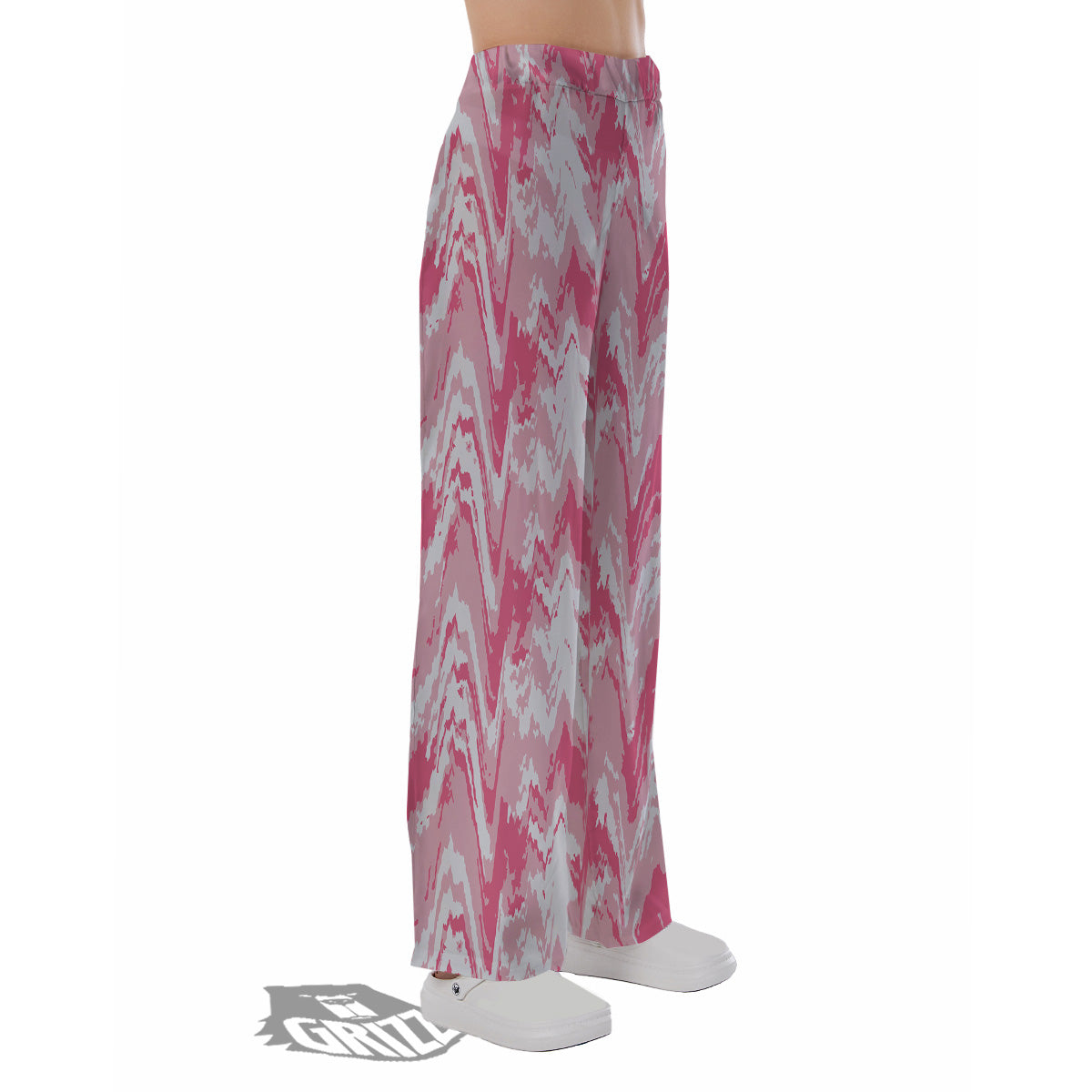 Zigzag Abstract Stripes Pink Print Pattern Pajama Pants-grizzshop