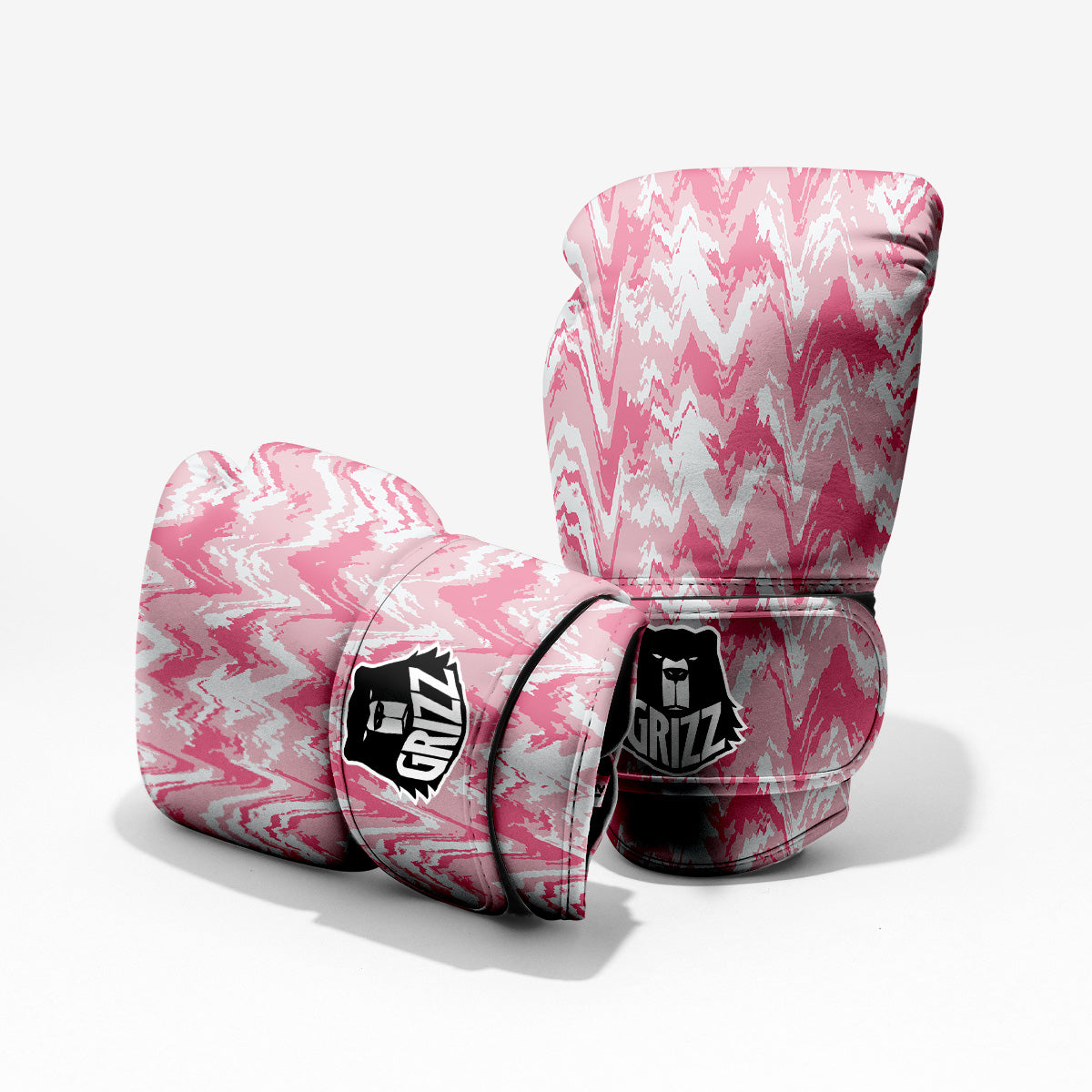 Zigzag Abstract Stripes Pink Print Pattern Pro Boxing Glove