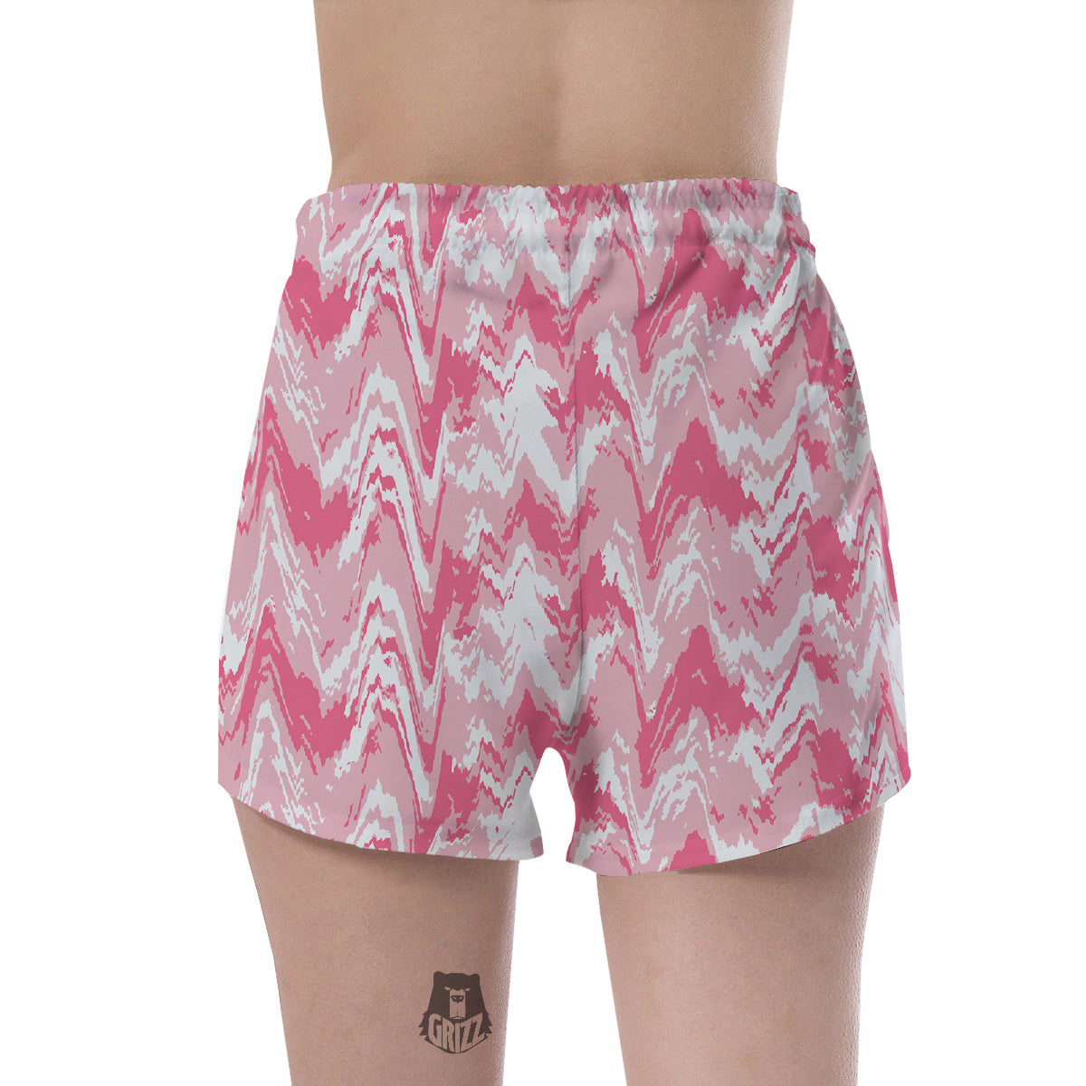 Zigzag Abstract Stripes Pink Print Pattern Women's Shorts-grizzshop