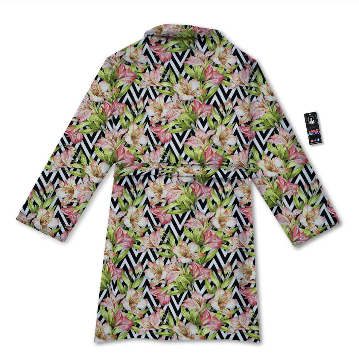 Zigzag Alstroemeria Pastel Print Pattern Bathrobe-grizzshop