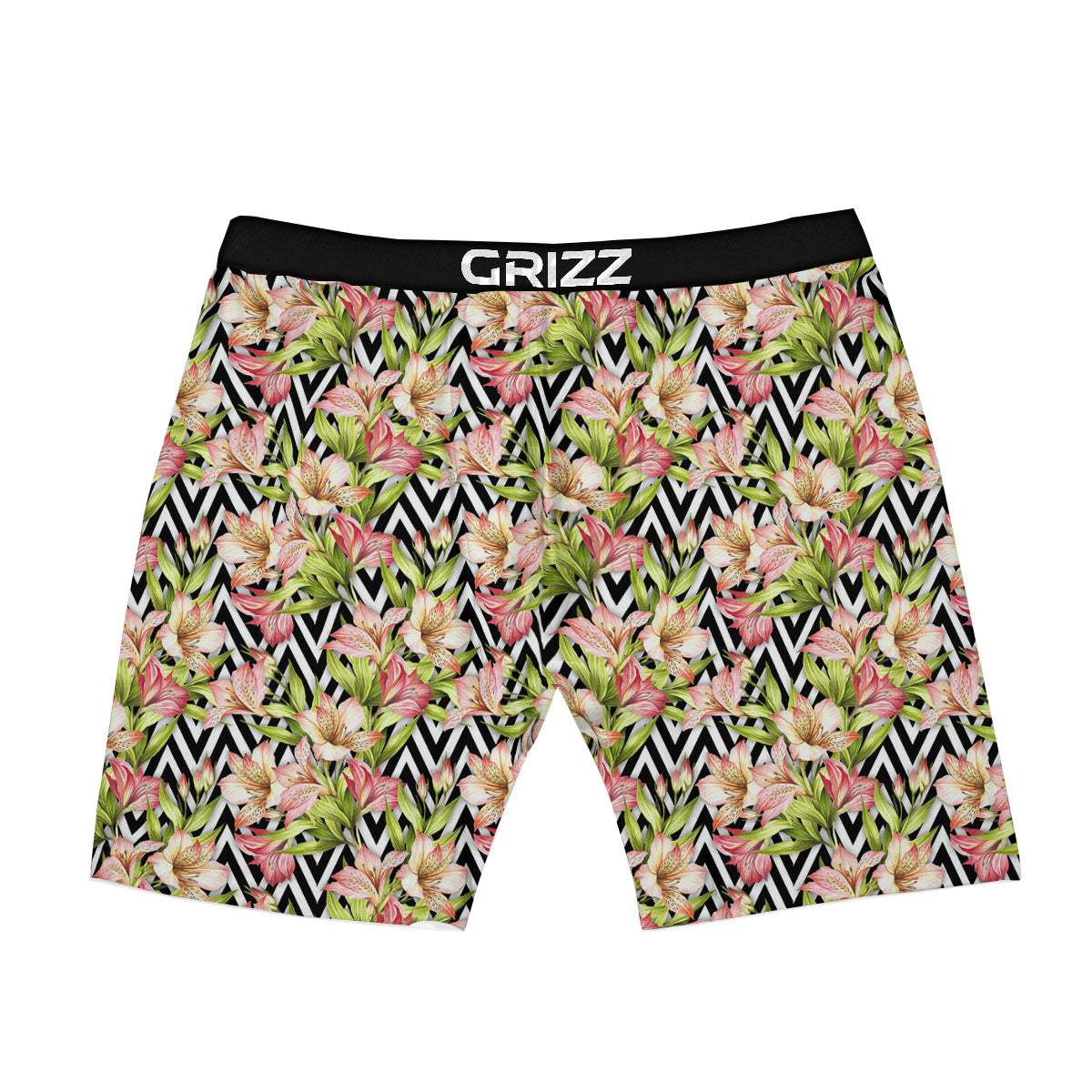 Zigzag Alstroemeria Pastel Print Pattern Boxer Briefs-grizzshop