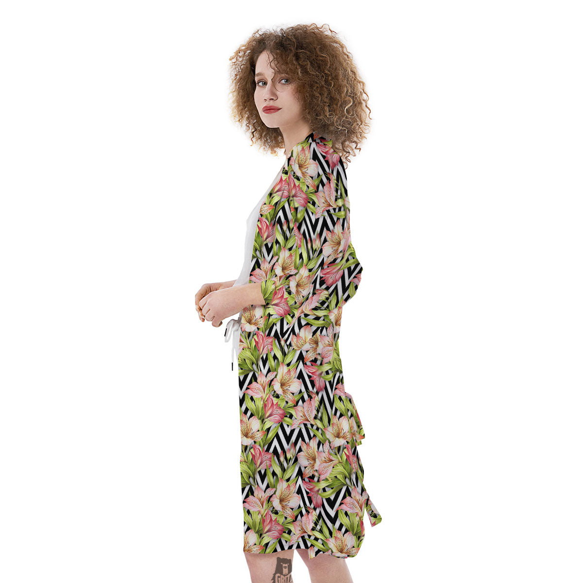 Zigzag Alstroemeria Pastel Print Pattern Kimono-grizzshop