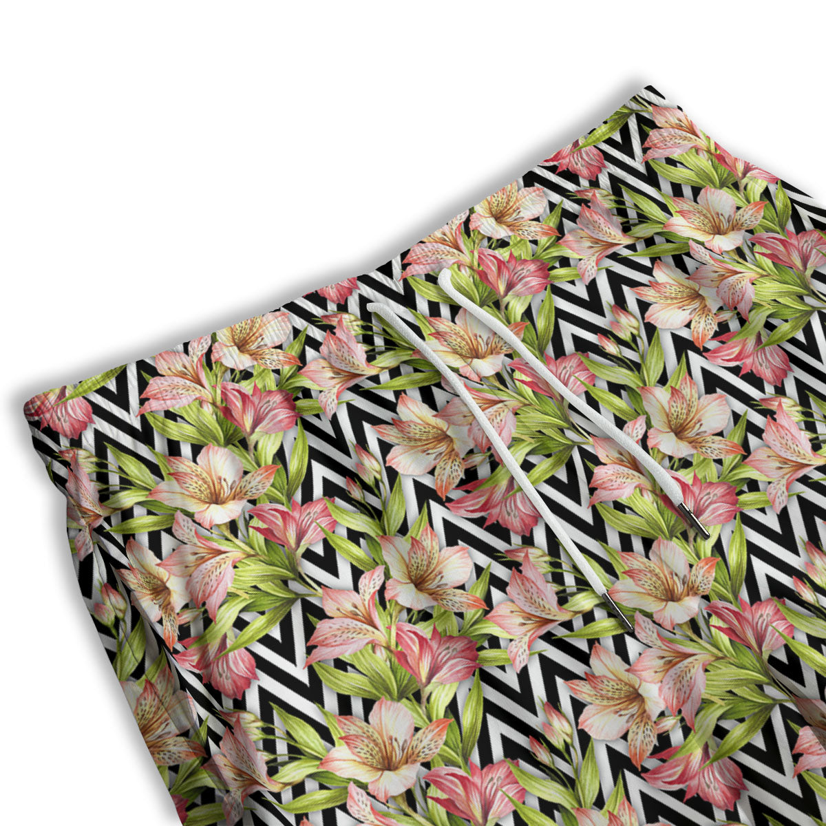 Zigzag Alstroemeria Pastel Print Pattern Men's Athletic Shorts