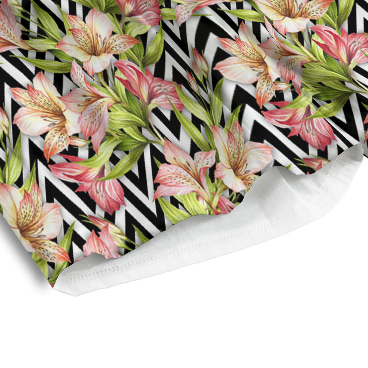 Zigzag Alstroemeria Pastel Print Pattern Men's Athletic Shorts