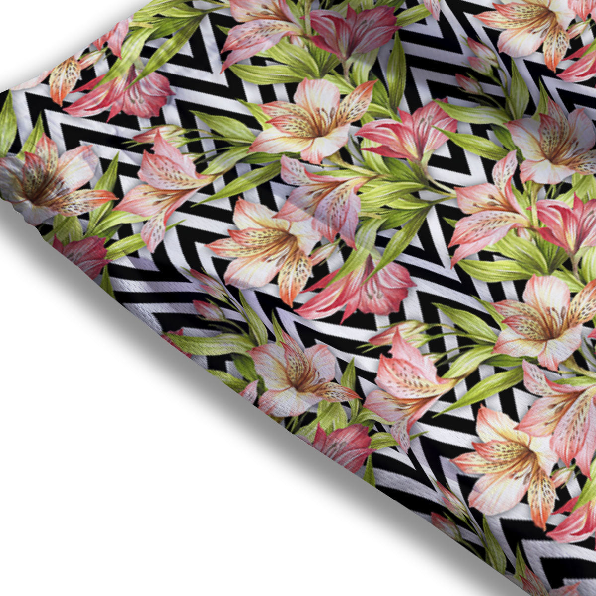 Zigzag Alstroemeria Pastel Print Pattern Mesh Shorts