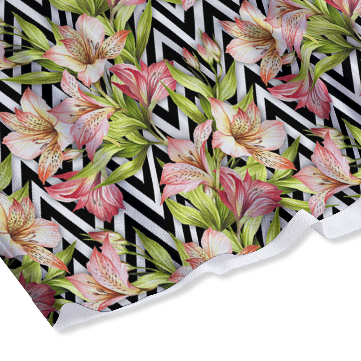 Zigzag Alstroemeria Pastel Print Pattern Mesh Shorts