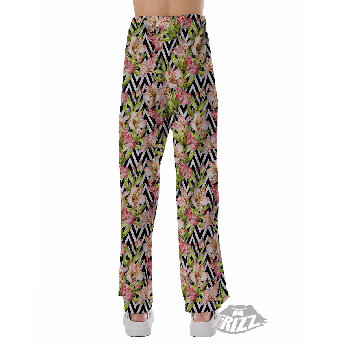 Zigzag Alstroemeria Pastel Print Pattern Pajama Pants-grizzshop