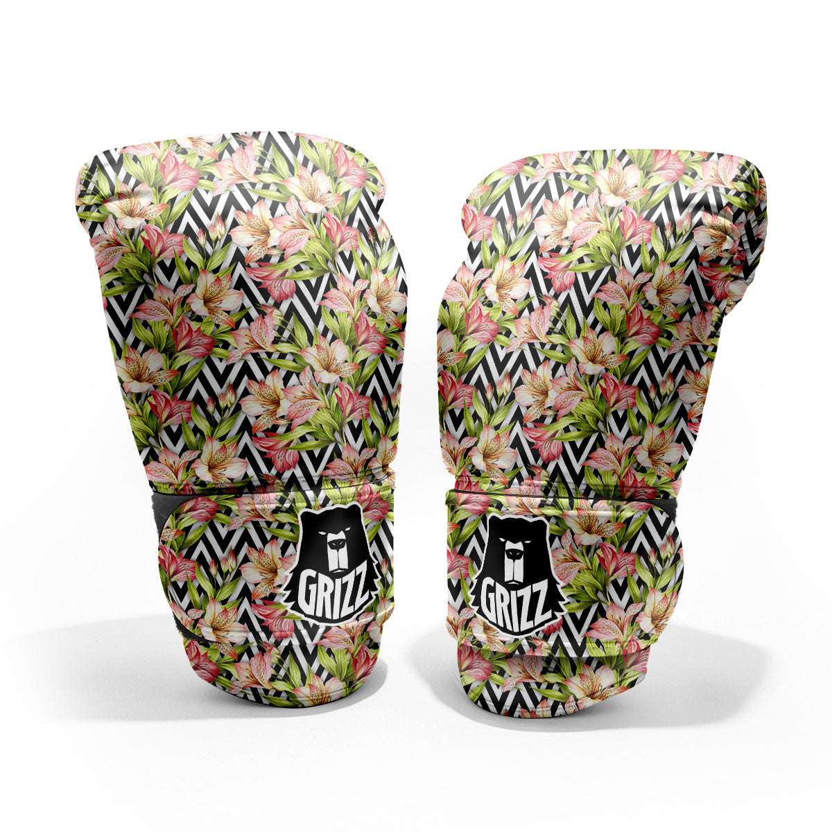 Zigzag Alstroemeria Pastel Print Pattern Pro Boxing Glove