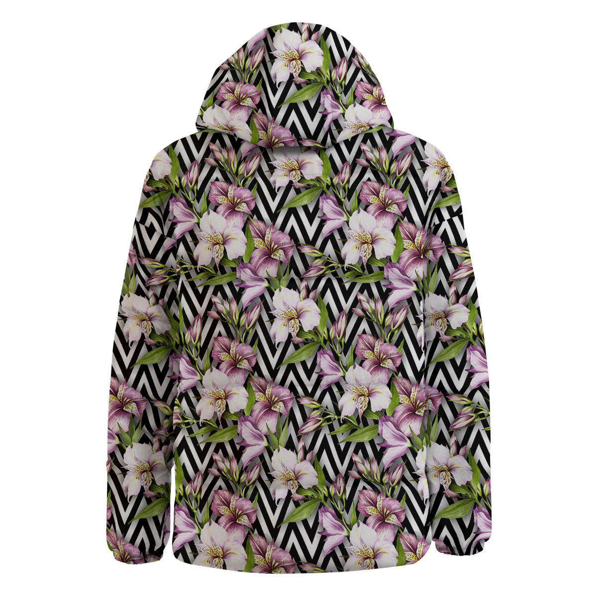 Zigzag Alstroemeria Purple Print Pattern Down Jacket-grizzshop