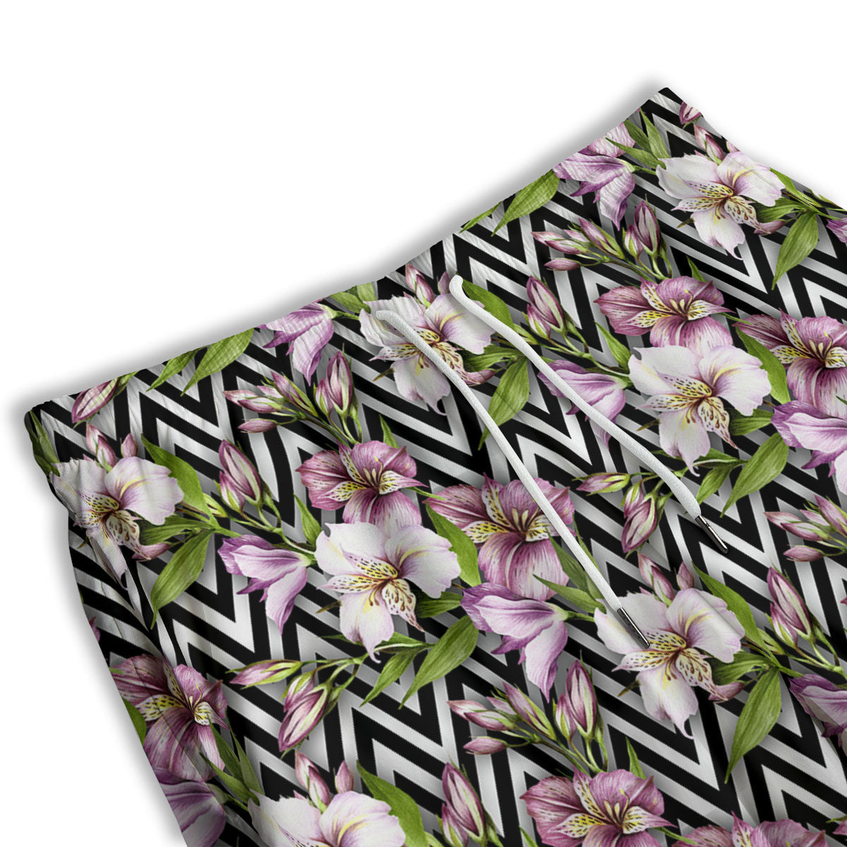 Zigzag Alstroemeria Purple Print Pattern Men's Athletic Shorts