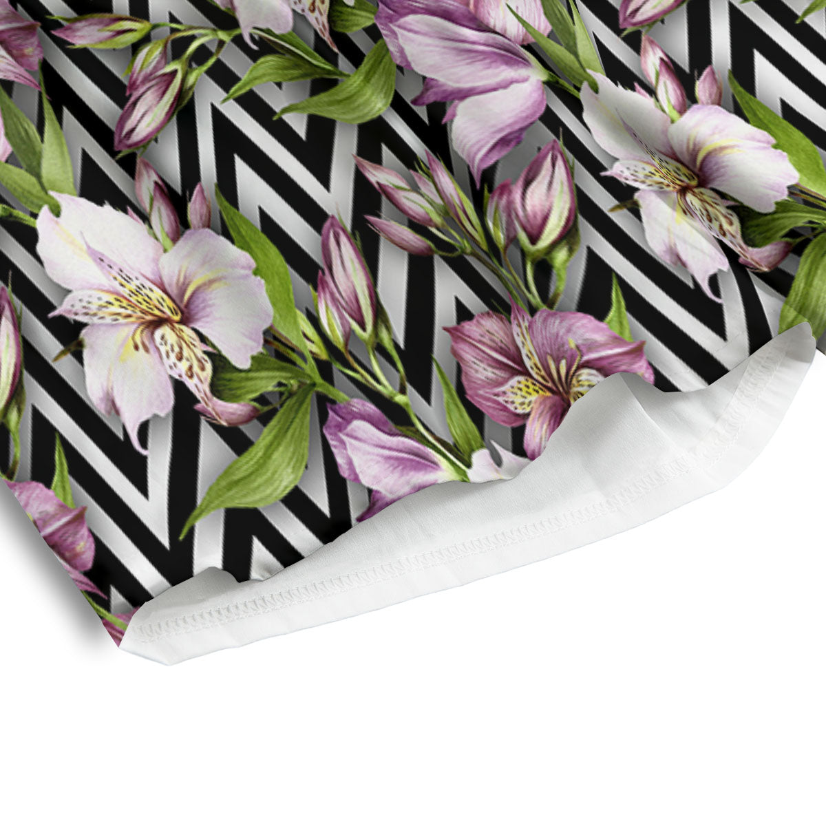 Zigzag Alstroemeria Purple Print Pattern Men's Athletic Shorts