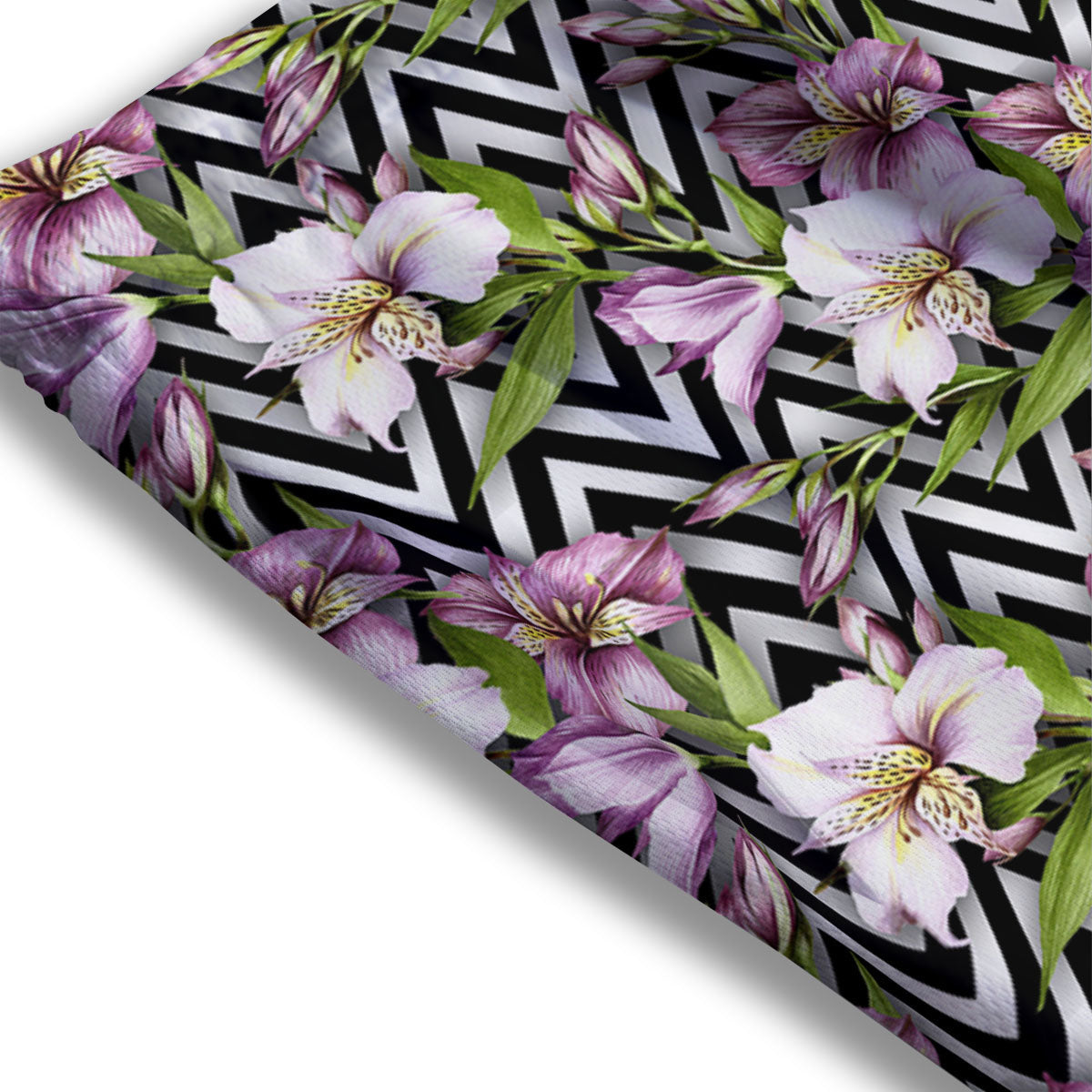 Zigzag Alstroemeria Purple Print Pattern Mesh Shorts