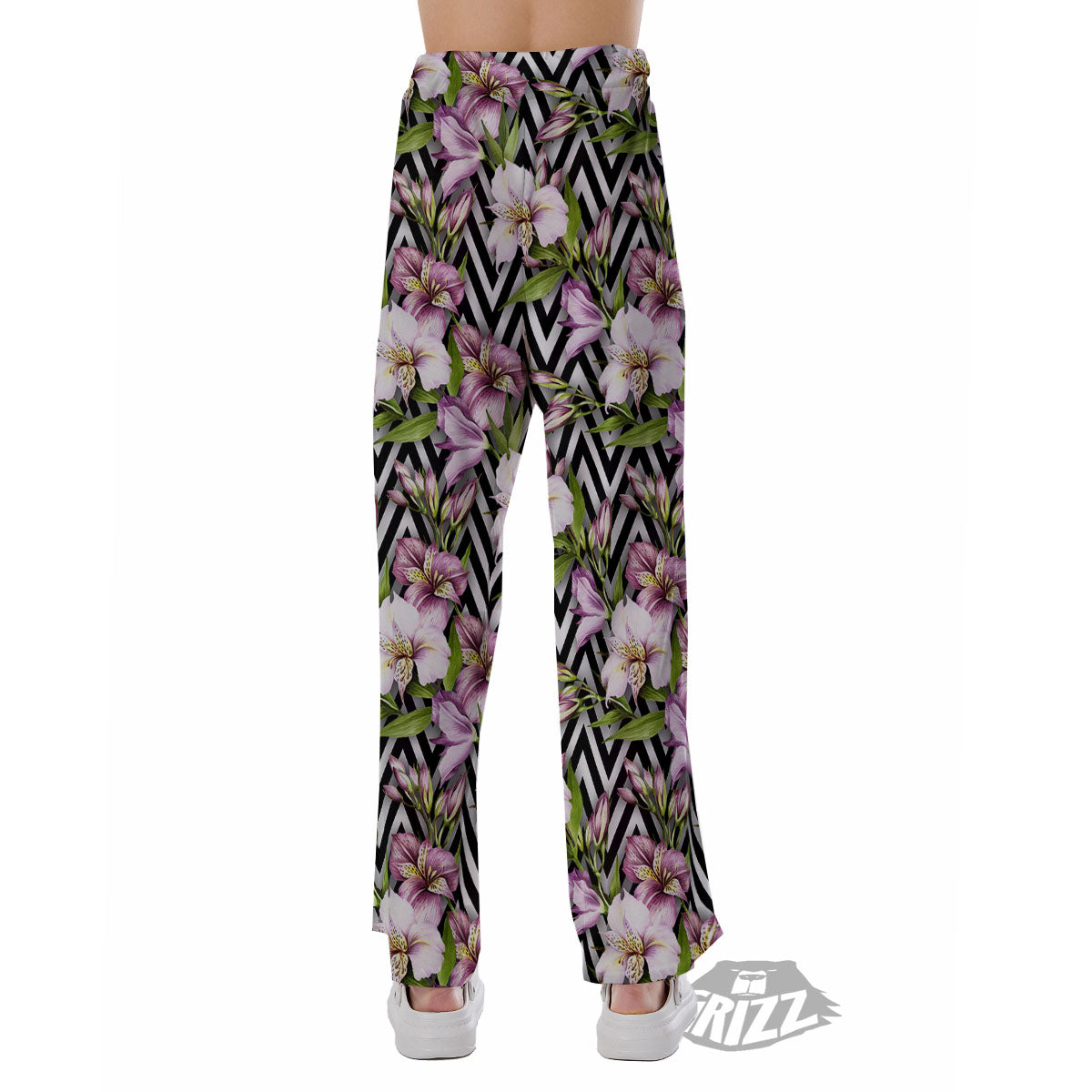 Zigzag Alstroemeria Purple Print Pattern Pajama Pants-grizzshop