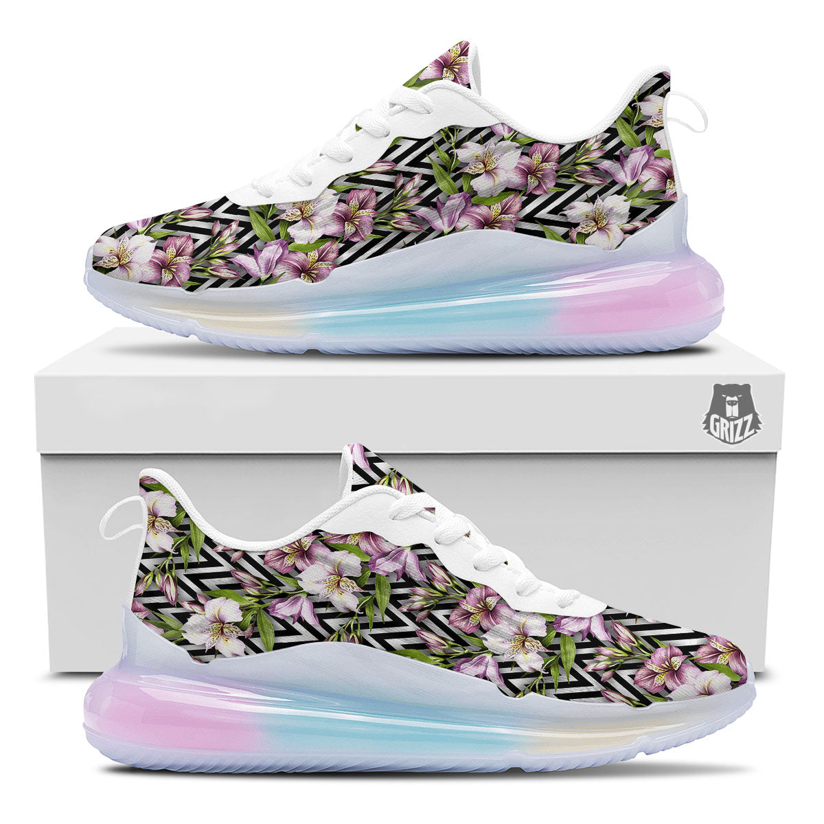 Zigzag Alstroemeria Purple Print Pattern Running Sneakers-grizzshop