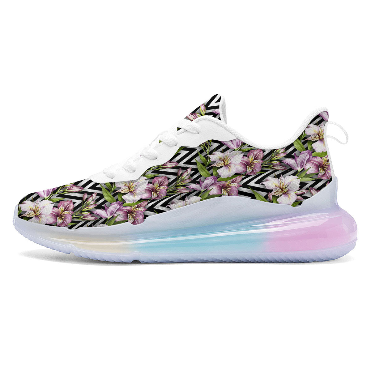 Zigzag Alstroemeria Purple Print Pattern Running Sneakers-grizzshop