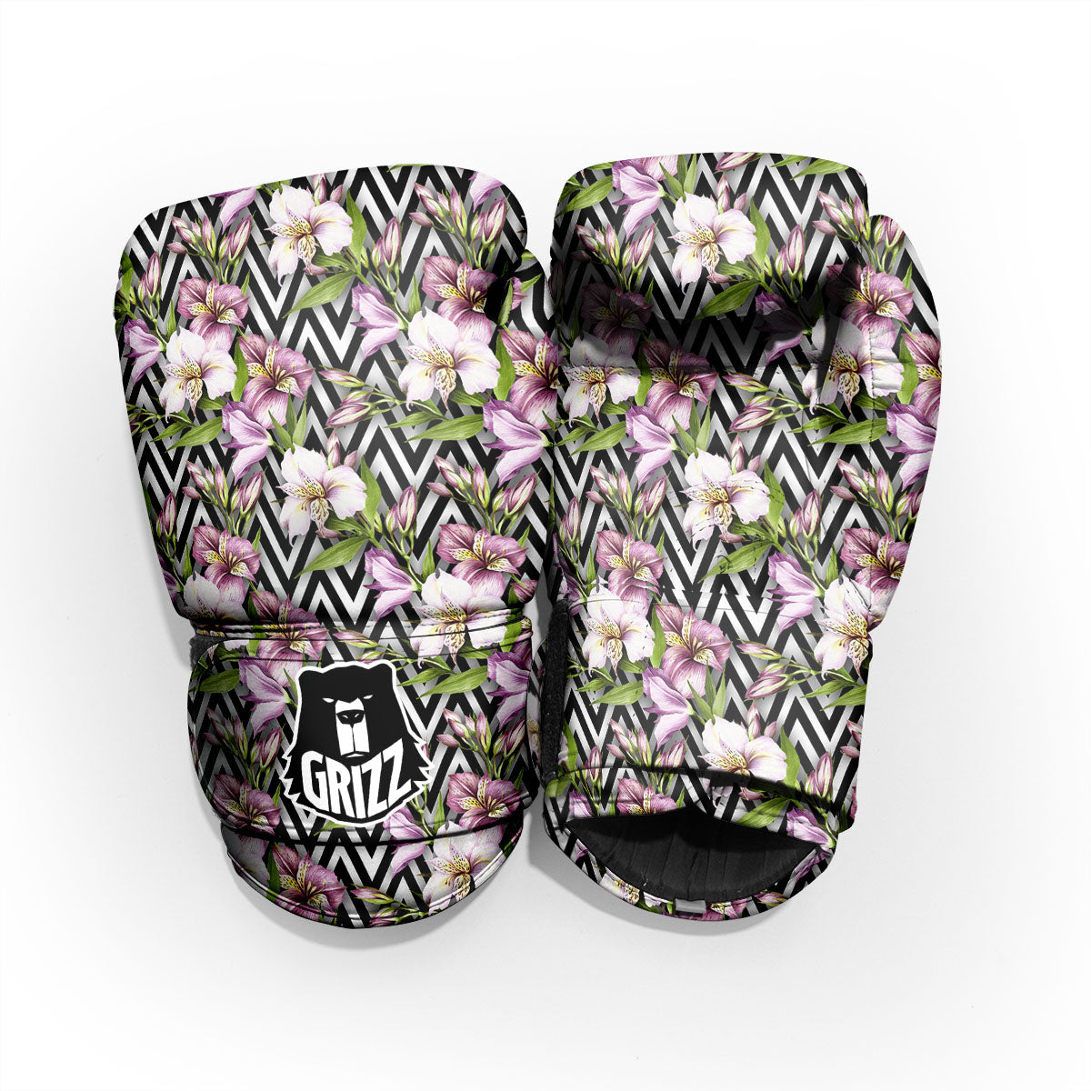 Zigzag Alstroemeria Purple Print Pattern Pro Boxing Glove