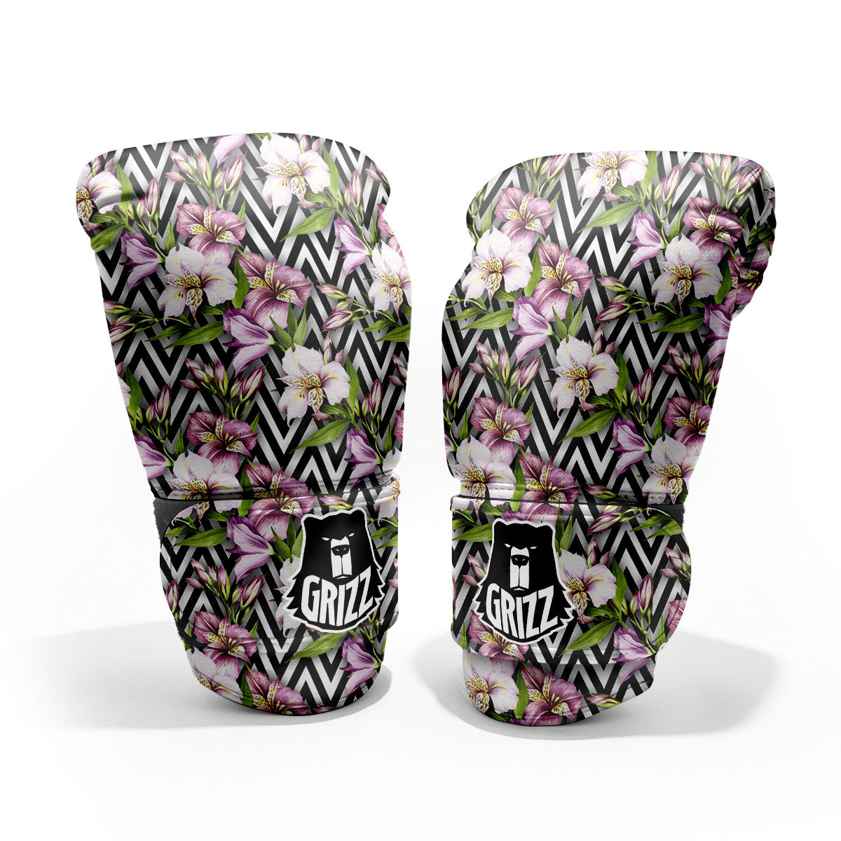 Zigzag Alstroemeria Purple Print Pattern Pro Boxing Glove
