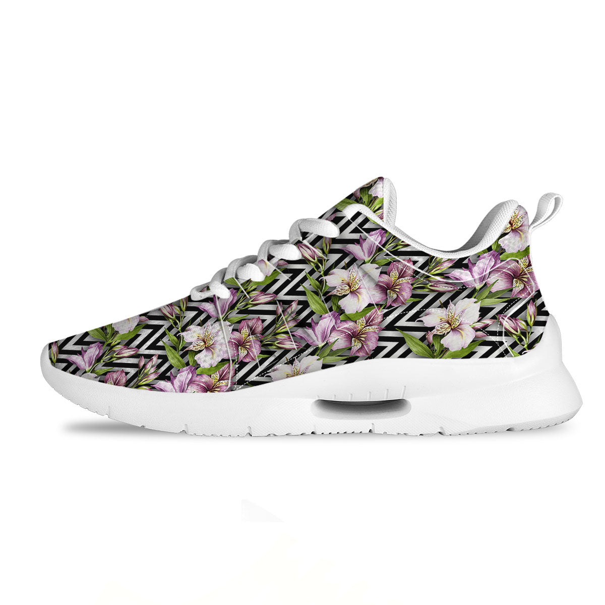 Zigzag Alstroemeria Purple Print Pattern Tennis Shoes-grizzshop