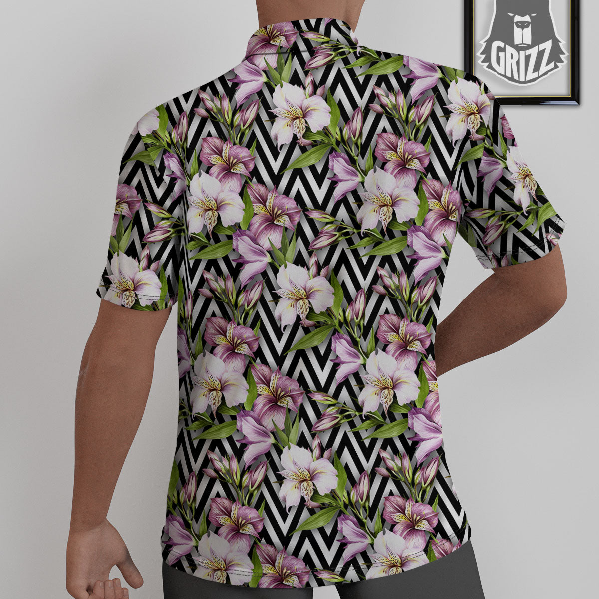 Zigzag Alstroemeria Purple Print Pattern Untucked Shirts-grizzshop