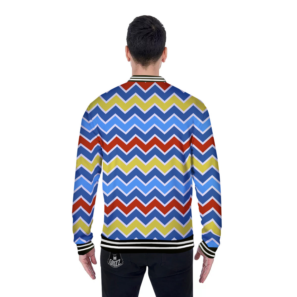 Zigzag Autism Awareness Color Print Pattern Baseball Jacket-grizzshop
