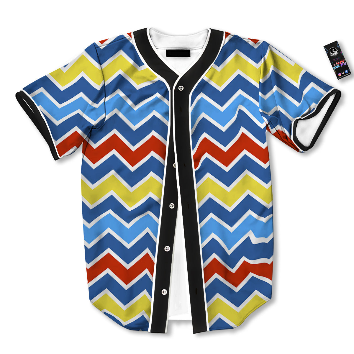 Zigzag Autism Awareness Color Print Pattern Baseball Jersey-grizzshop
