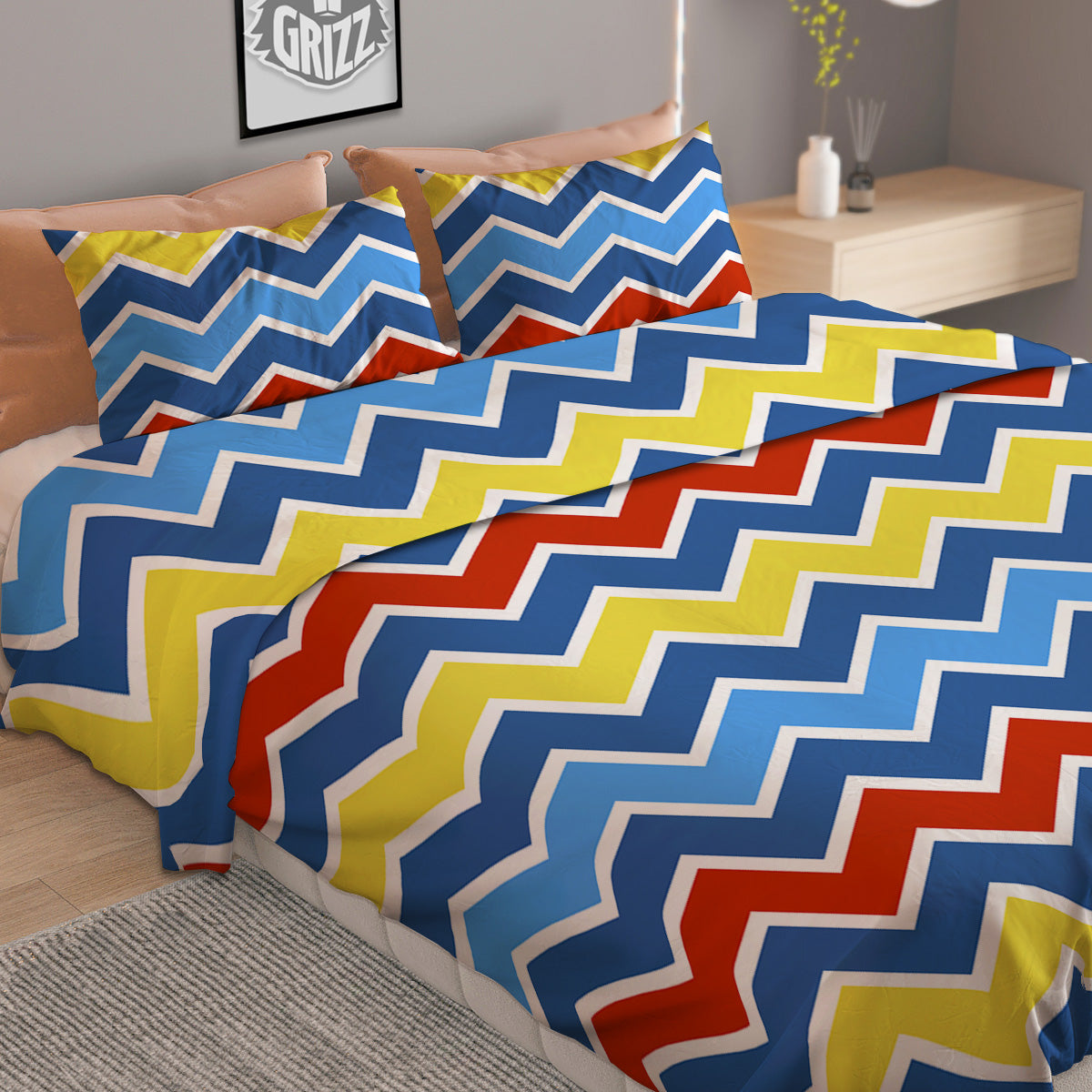 Zigzag Autism Awareness Color Print Pattern Duvet Cover Bedding Set