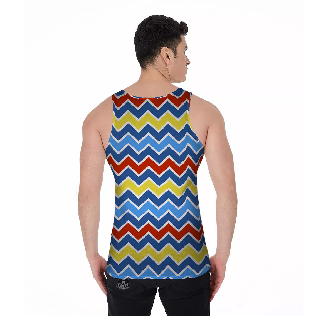 Zigzag Autism Awareness Color Print Pattern Men's Tank Top-grizzshop