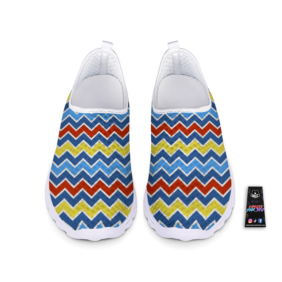 Zigzag Autism Awareness Color Print Pattern Nurse Shoes-grizzshop