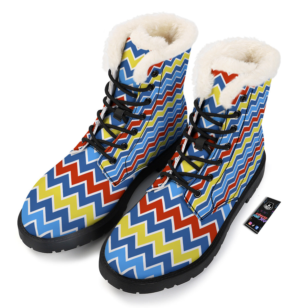 Zigzag Autism Awareness Color Print Pattern Winter Boots-grizzshop
