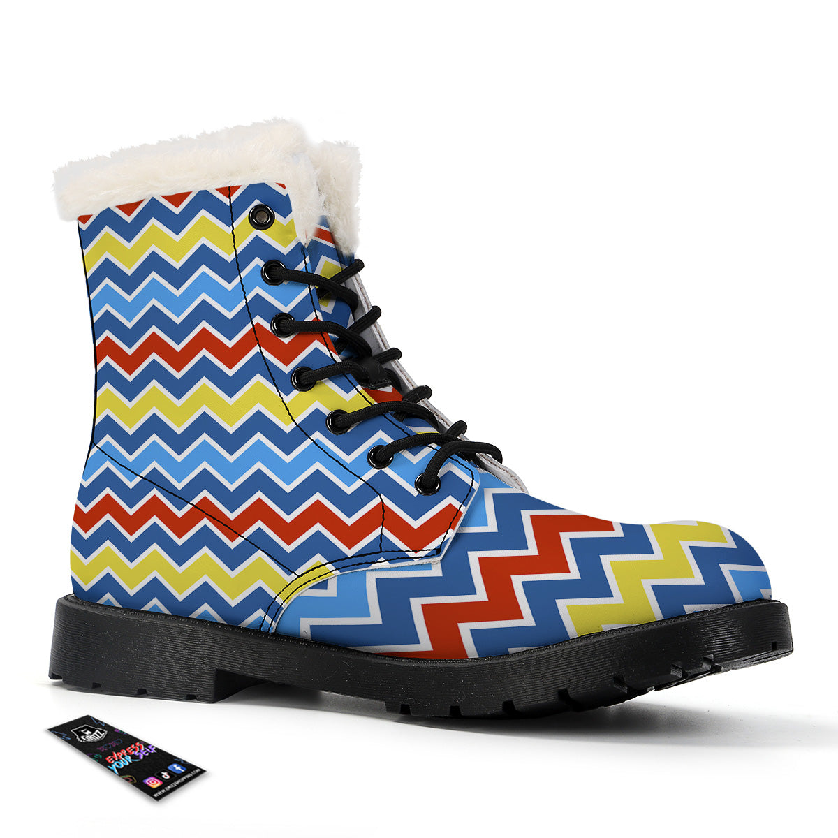 Zigzag Autism Awareness Color Print Pattern Winter Boots-grizzshop