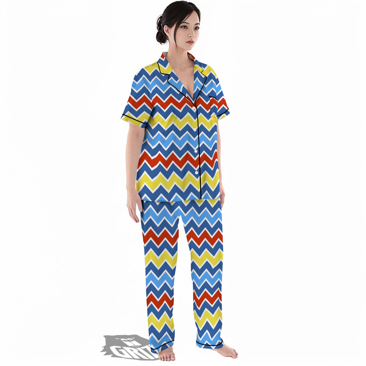 Zigzag Autism Awareness Color Print Pattern Women's Pajamas Set-grizzshop
