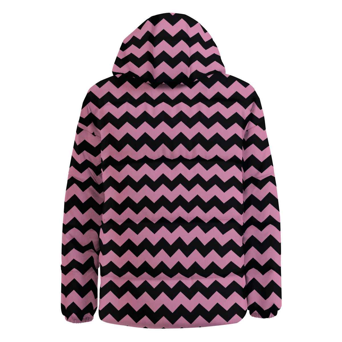 Zigzag Black And Pink Print Pattern Down Jacket-grizzshop