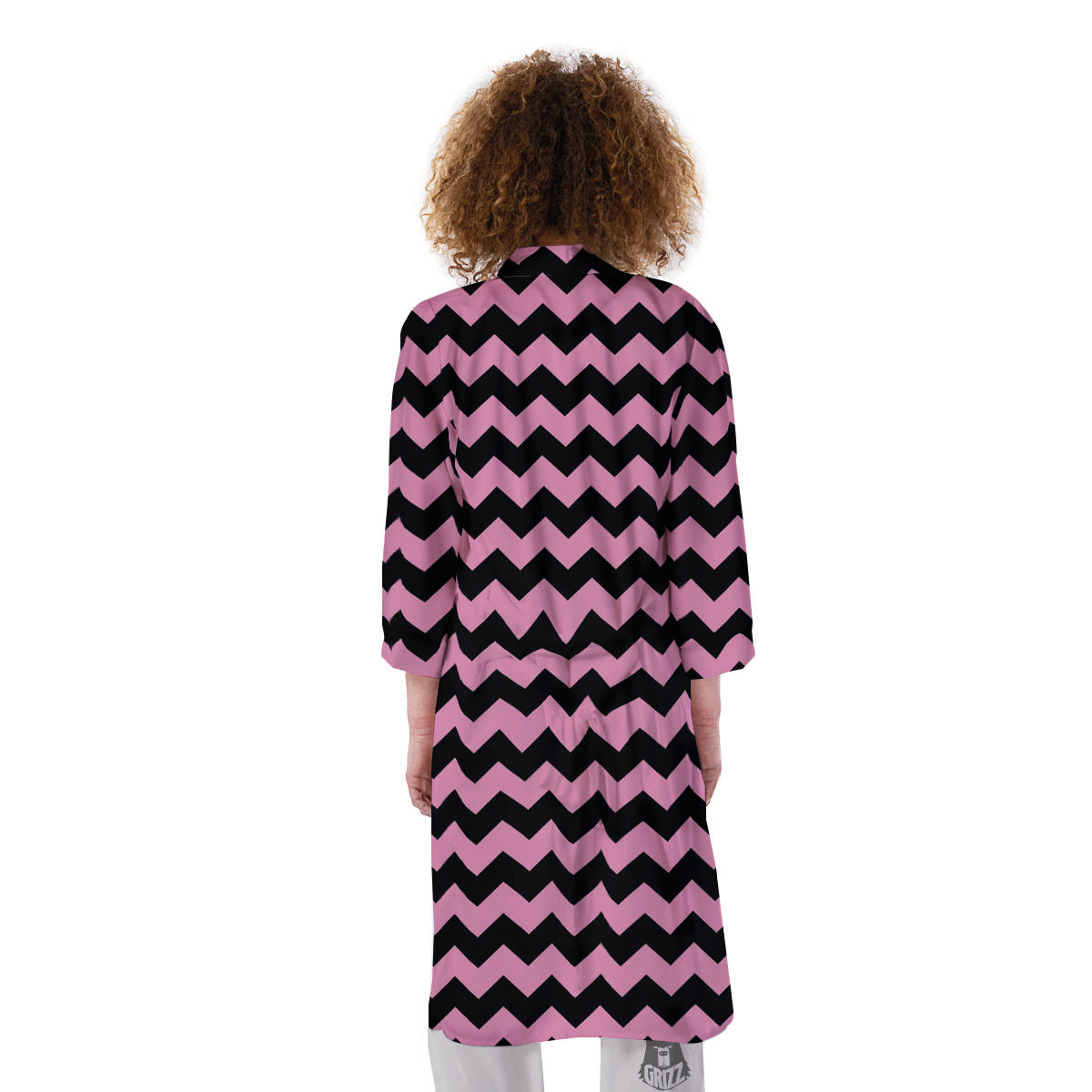 Zigzag Black And Pink Print Pattern Kimono-grizzshop