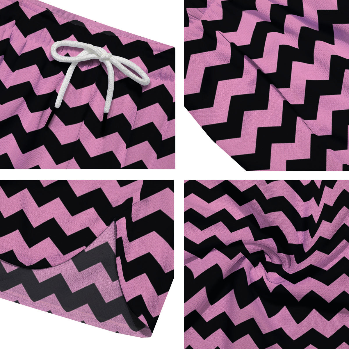 Zigzag Black And Pink Print Pattern Men's Running Shorts-grizzshop