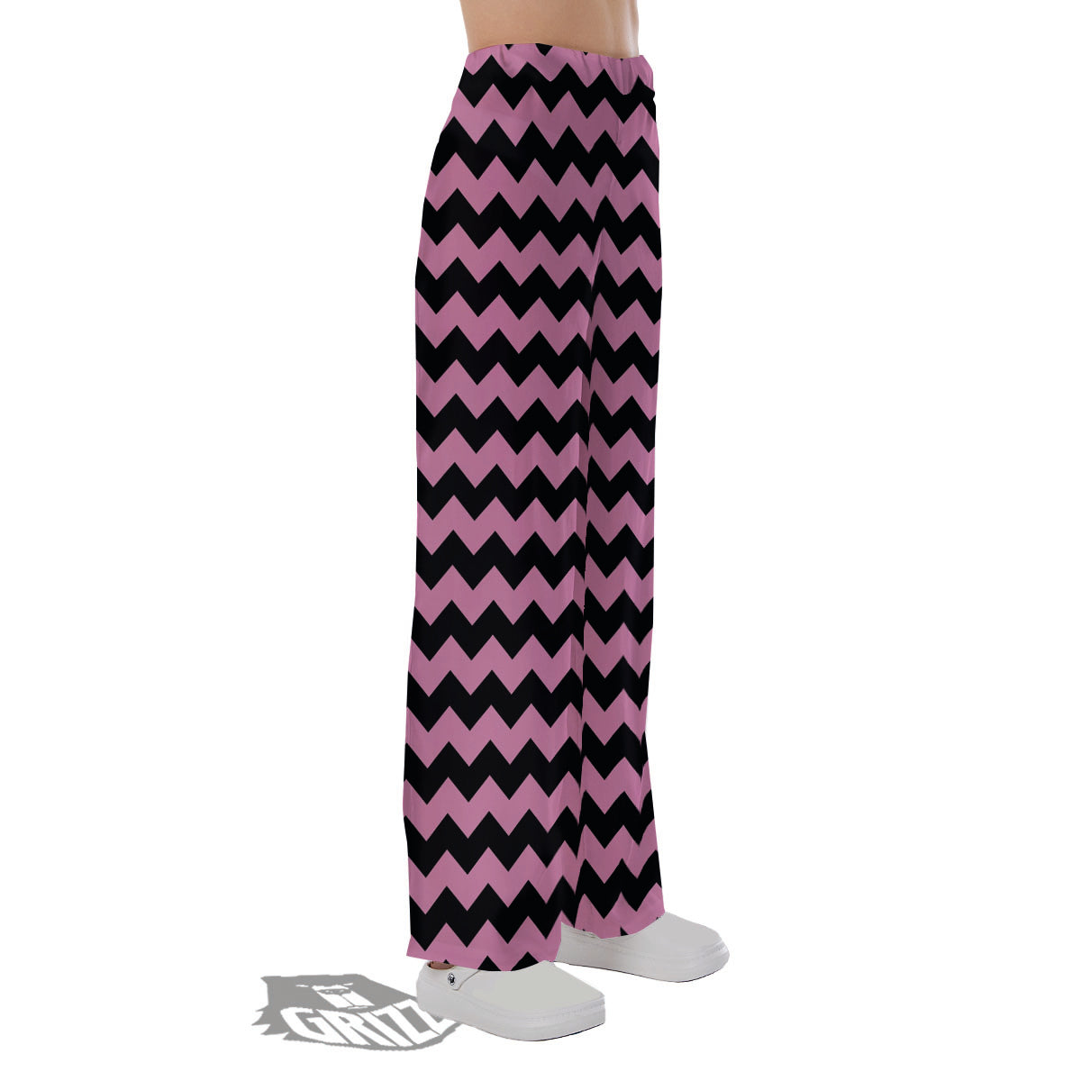 Zigzag Black And Pink Print Pattern Pajama Pants-grizzshop