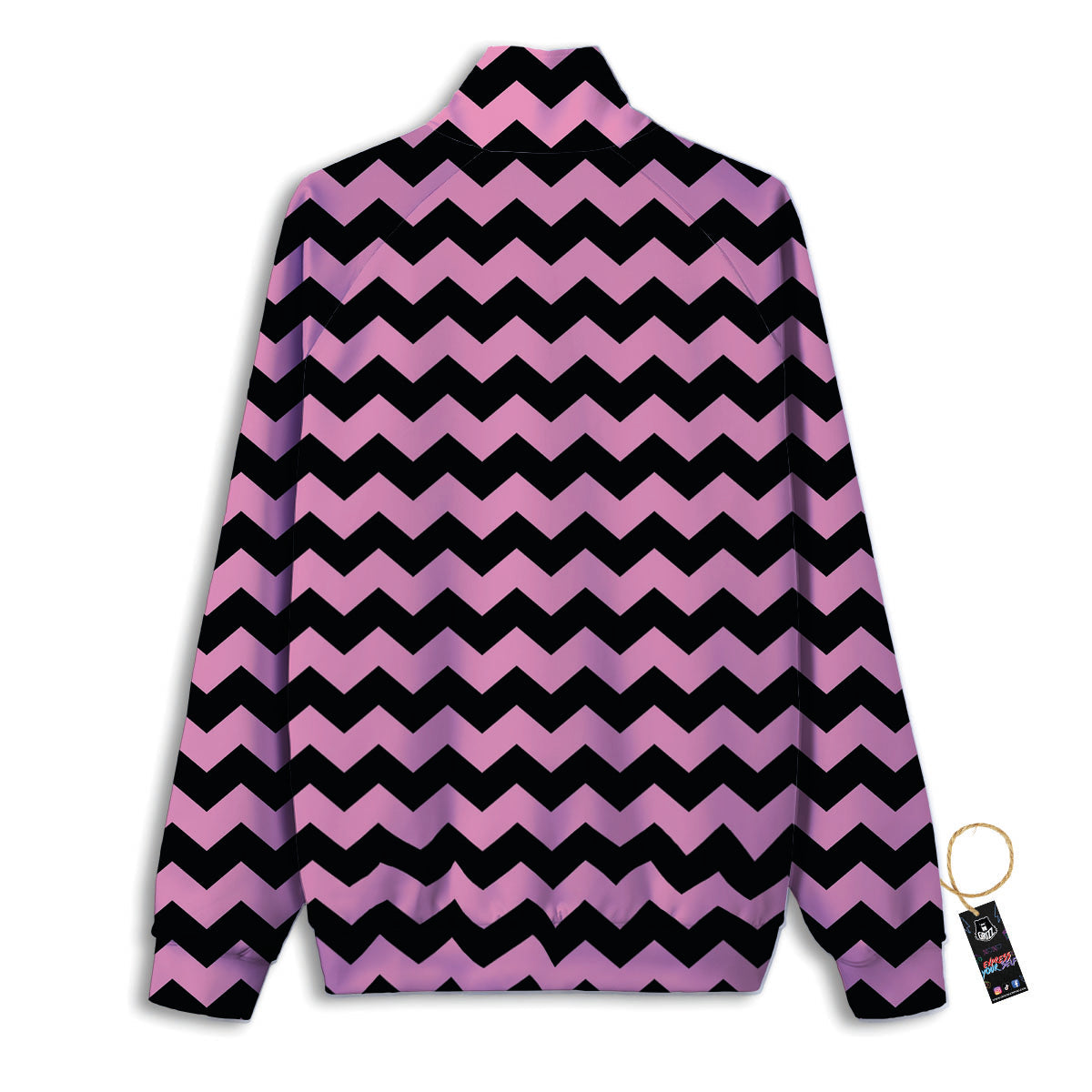 Zigzag Black And Pink Print Pattern Track Jacket-grizzshop