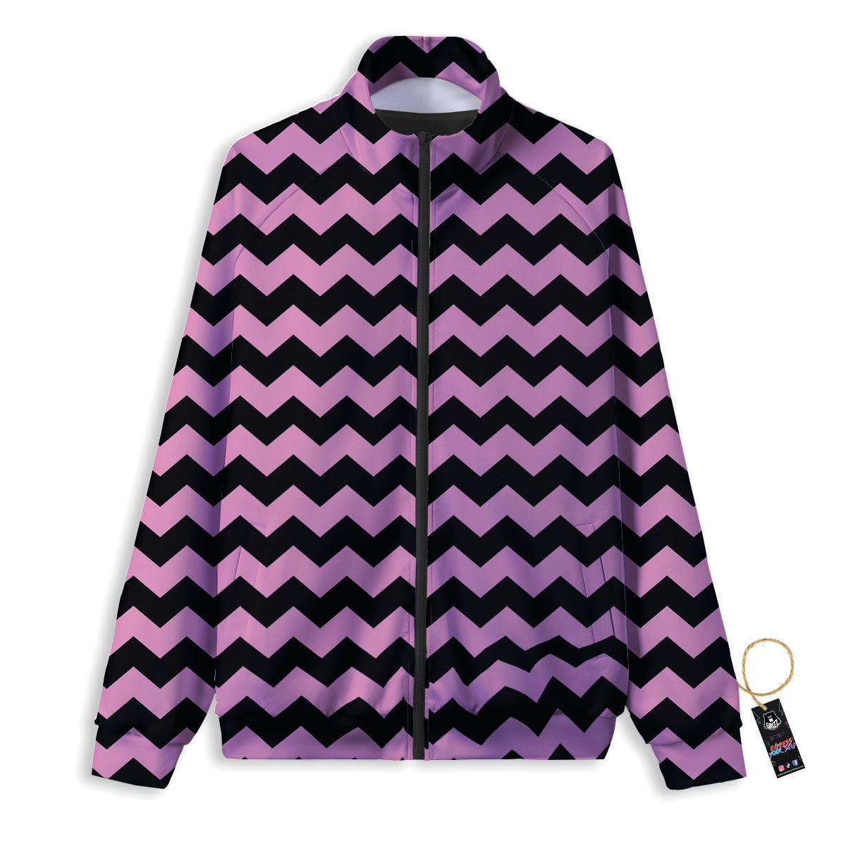 Zigzag Black And Pink Print Pattern Track Jacket-grizzshop