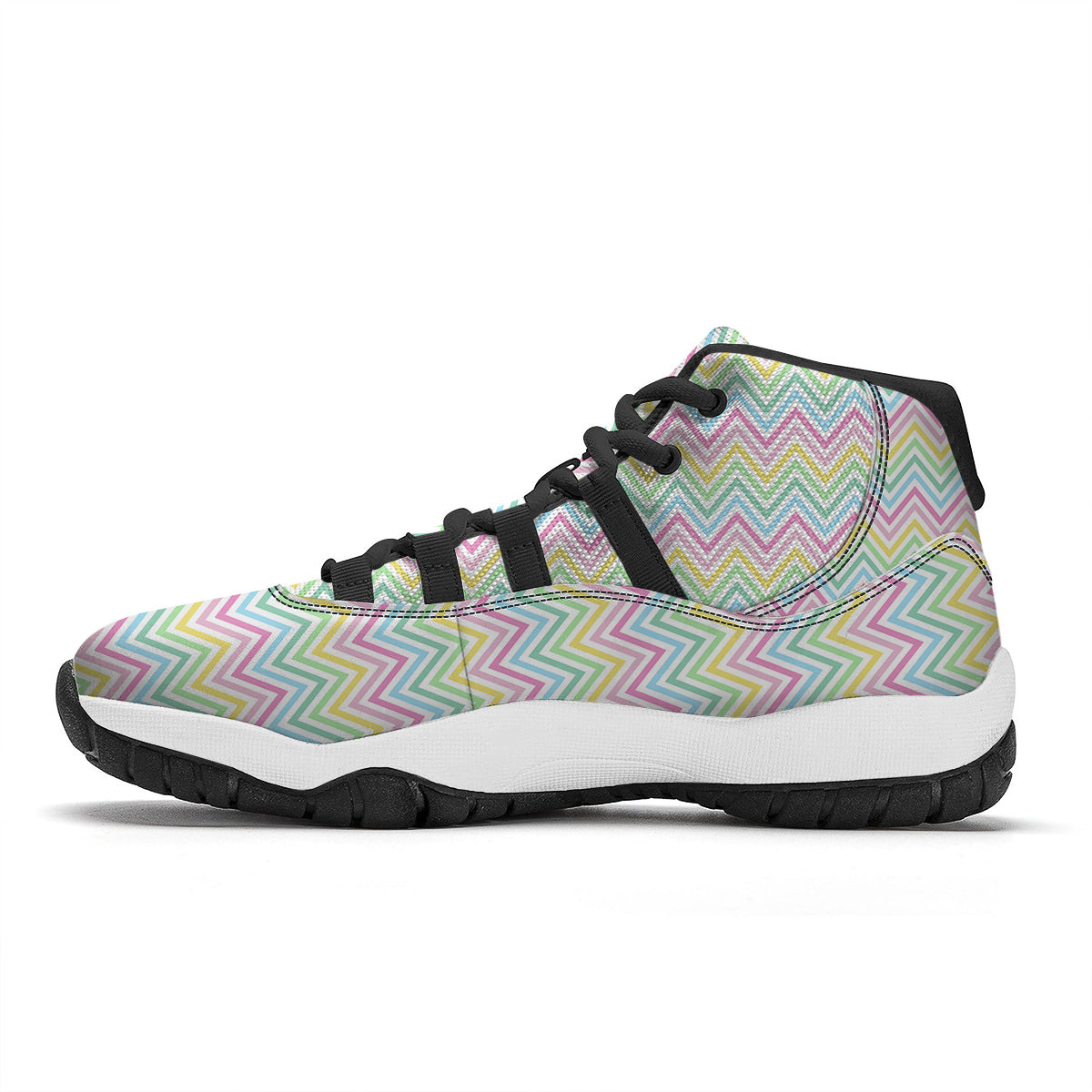 Zigzag Colorful Print Pattern Black Bball Shoes-grizzshop
