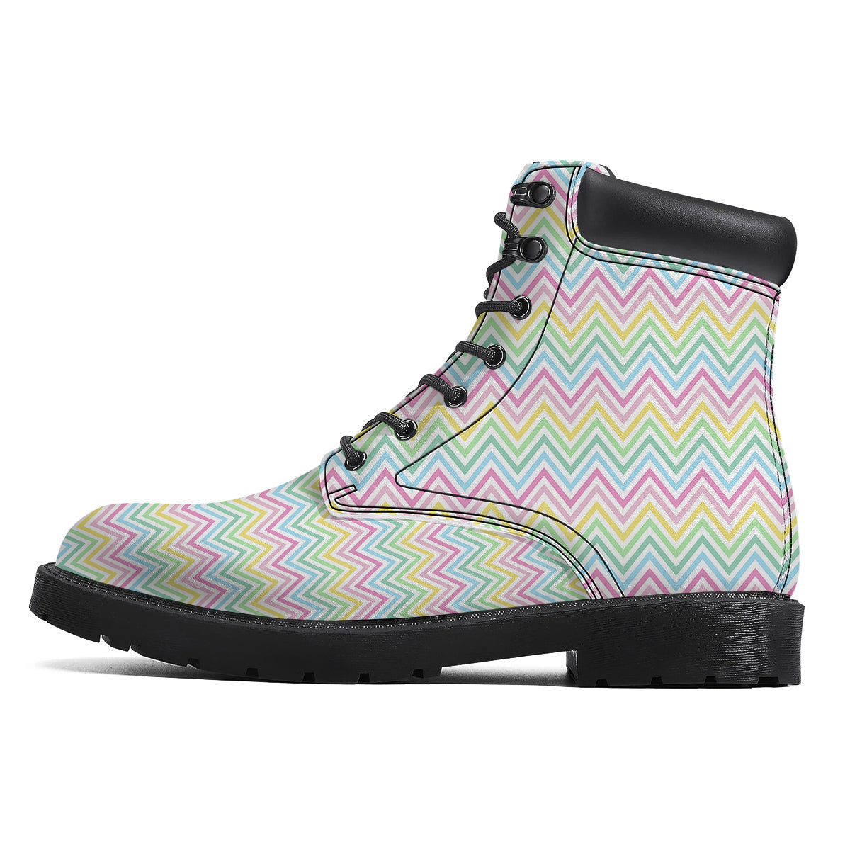 Zigzag Colorful Print Pattern Boots-grizzshop
