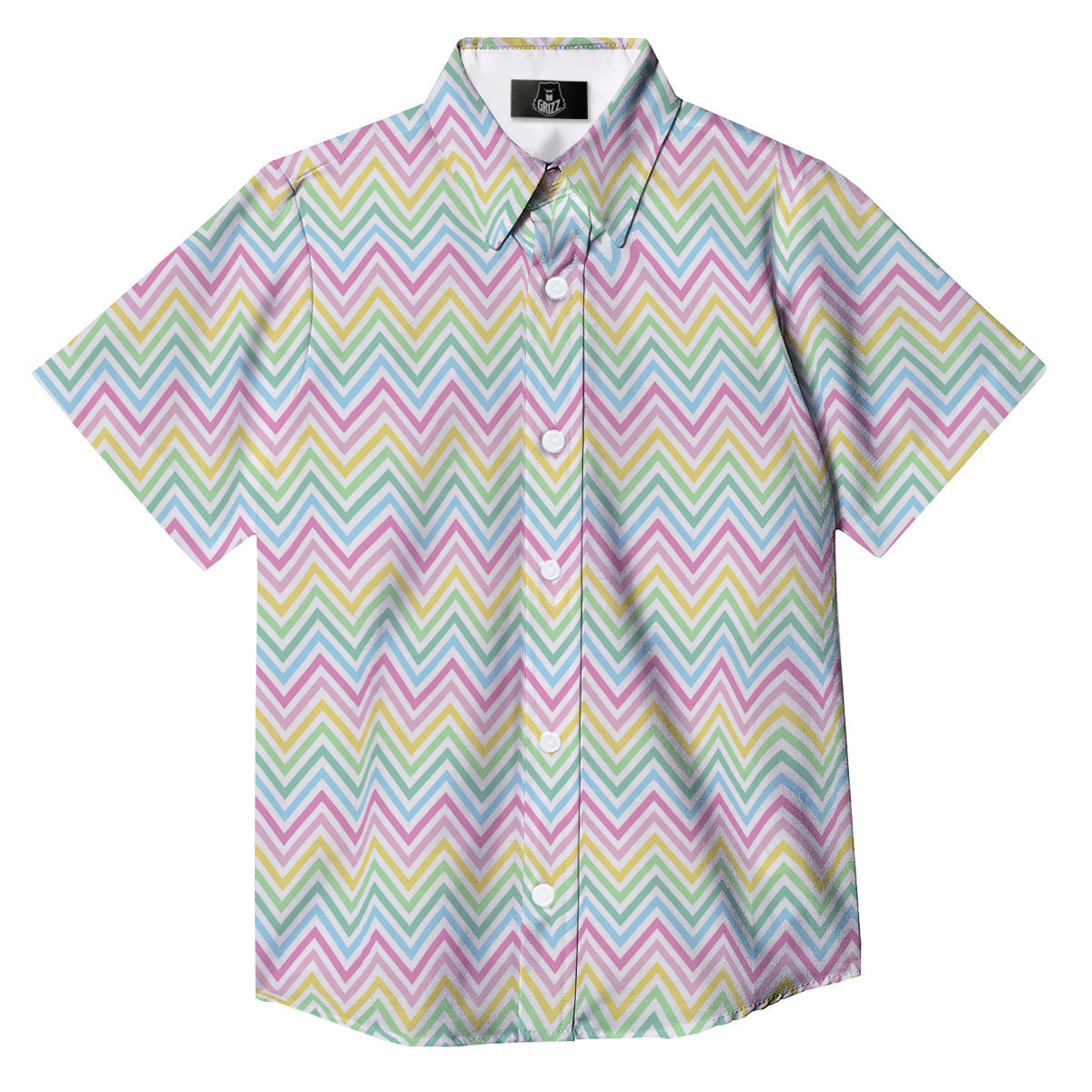 Zigzag Colorful Print Pattern Button Up Shirt-grizzshop