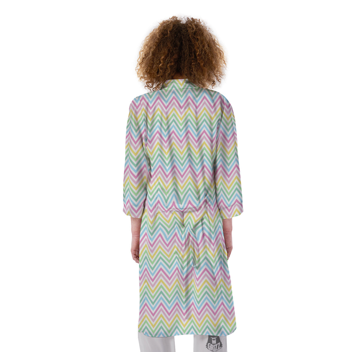Zigzag Colorful Print Pattern Kimono-grizzshop