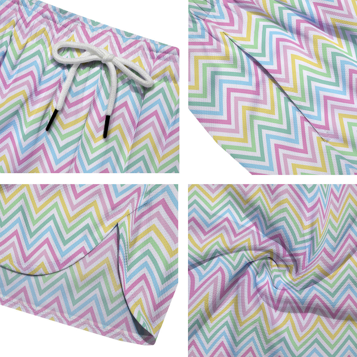 Zigzag Colorful Print Pattern Men's Running Shorts-grizzshop