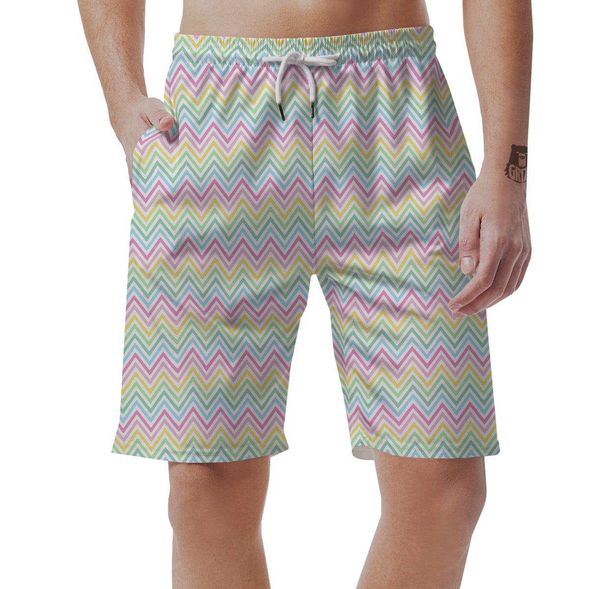 Zigzag Colorful Print Pattern Men's Shorts-grizzshop
